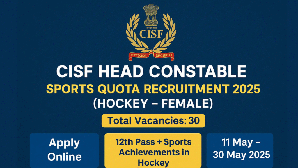 CISF Head Constable Sports Quota Recruitment 2025